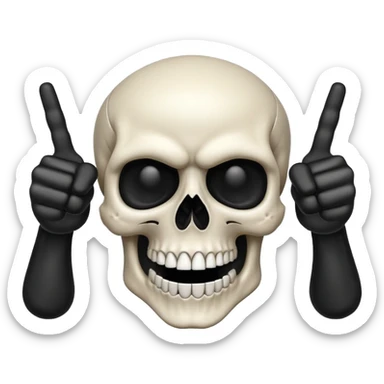 Skull doing finger guns sticker