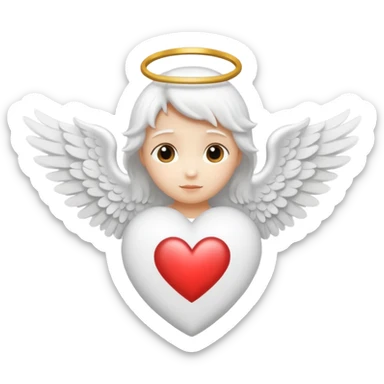 white heart with angel wings sticker
