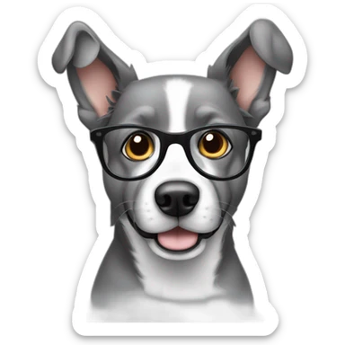Dog Gray basenhouse, Gray Eyes with Glasses sticker