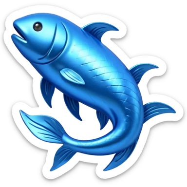 The zodiac symbol Pisces 00d9ff color 3d  sticker