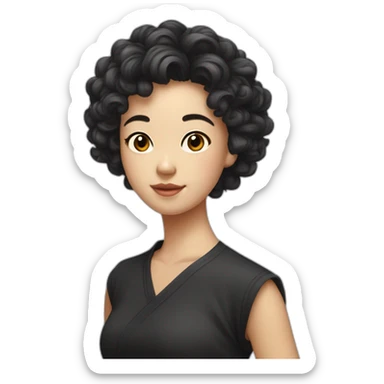 Jeune chinois avec cheveux bouclés noir sticker
