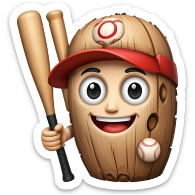Log with a face holding a baseball bat sticker
