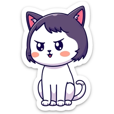 catgirl with big eyes and cat ears, anime inspired sticker