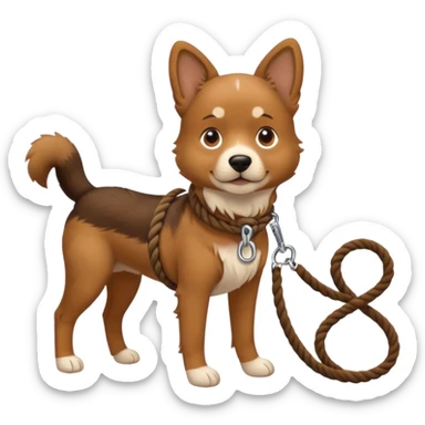 Dog on a leash rope sticker