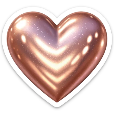 Edit the glittery gold color heart to a glittery rose gold color heart with a subtle gradient and no border. Keep the background transparent. Maintain the glittery texture and subtle gradient effect in rose gold tones sticker