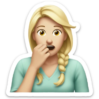 White woman biting her nails anxiously  sticker