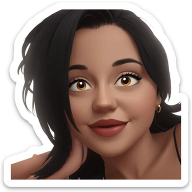 smiling girl with black hair sticker