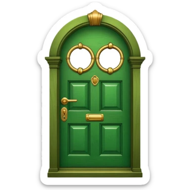 A simple green door emoji in the style of Apple emoji with a window and a knocker and a different color. sticker