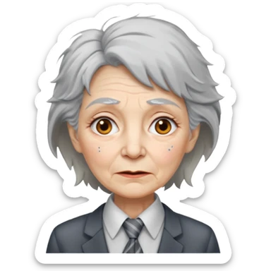 Very old women with Necktie. different hair style, more smudges on face. sticker