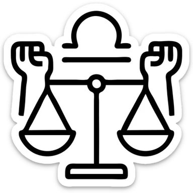 clean black outline of Libra zodiac, two arms with balanced scales, no fill sticker