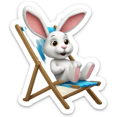 rabbit sitting deckchair sticker
