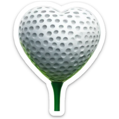 Golf ball in shape of a heart sticker