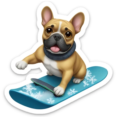A french bulldog snowboarding sticker