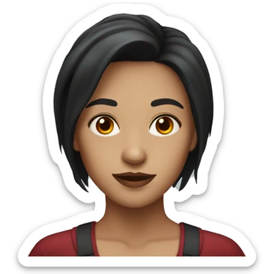 DARK HAIRed female, red streaks sticker