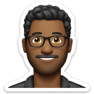 man with black taper fade hair, whith out BEARD, glasses sticker