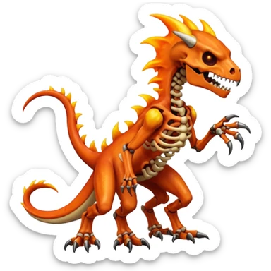 Oily smooth glossy evil sharp edgy badass skeletal fiery skull-faced Charmeleon-Zeraora-Salandit-fusion, full body sticker