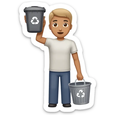 Man throwing trash can sticker