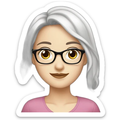 Beautiful white girl with black hair wearing glasses ￼ sticker