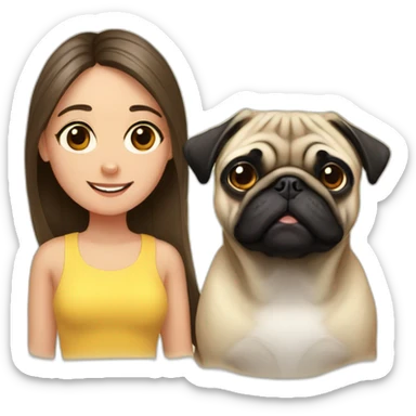 Pug and girl sticker