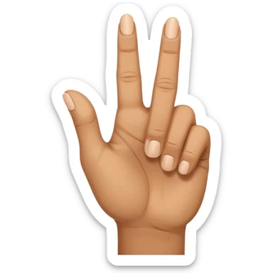 rock hand with the middle and index finger crossing over, middle behind index sticker