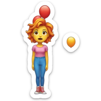 girl Shrugging with clown face sticker