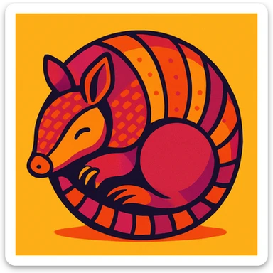 an armadillo, vibrant toon style, curled into a ball sticker