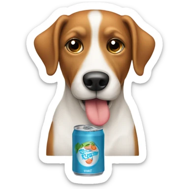 Dog drinking can of juiceand driving sticker