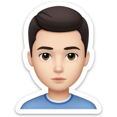 WVery pretty handsome bratz man,  short mousyacheshort dark hair, has black eyes , pale skin, defined jawline sticker