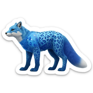 Arctic-Fox-Snow-Leopard-Blue-Tang-Fish-Hyacinth-Macaw-fusion-hybrid-animal-creature, full body sticker