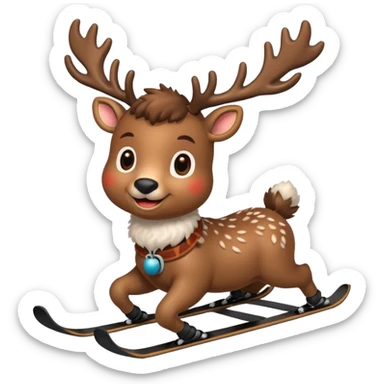 baby reindeer skiing sticker