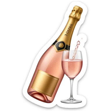 bottle of sparkling rose champagne tilted sideways sticker