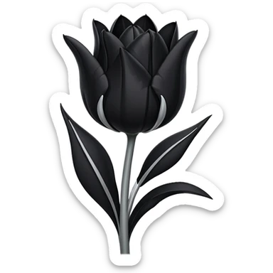 single goth tulip with black petals with silver accents sticker