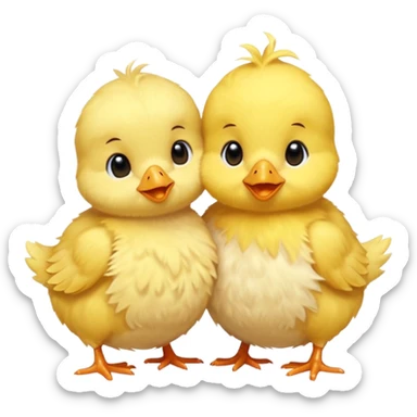 Two baby chicks cuddling sticker