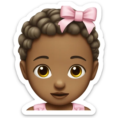 Baby girl wearing bow sticker