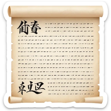 Calligraphy Paper – White parchment with black strokes. sticker