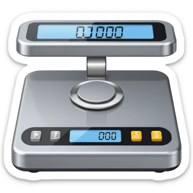 a grey weighing machine sticker