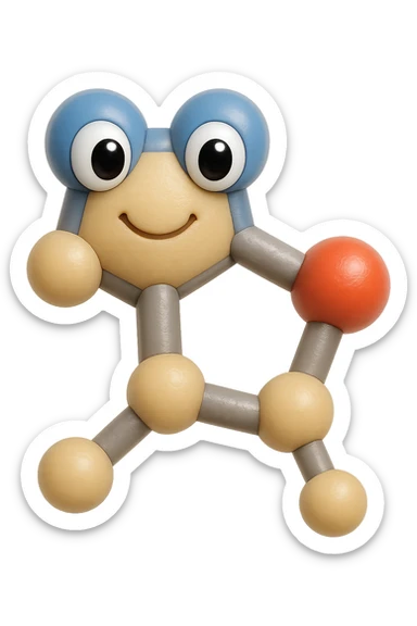 emoji stile iphone in 3d di istamina molecola con occhi con la parte bianca pure, iperrealistico 4k sticker