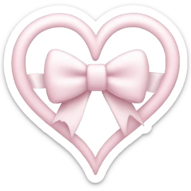 Pastel pink heart with white bow sticker