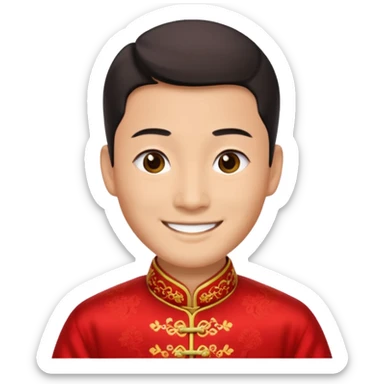 Chinese groom, traditional, culture of chinese, smiley on face. sticker