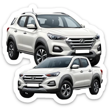 White Hyundai i30 and a red Nissan Navara np300 sticker
