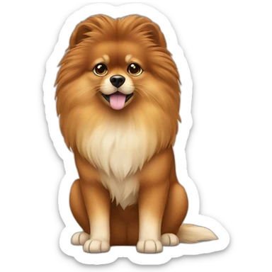 Brown with spots pomeranian lion look sticker