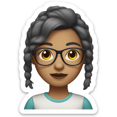 girl with wolf cut and glasses and light skin sticker