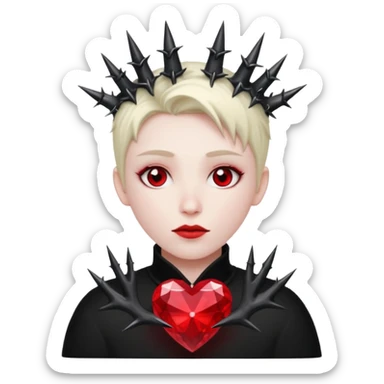 red heart with black thorns and a crystal, dark romance sticker