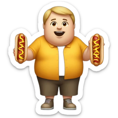 Fat kid with a hotdog sticker