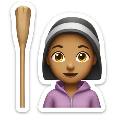 A girl with a stick sticker