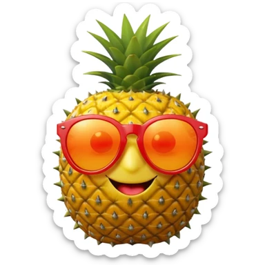 Fruit with Sunglasses, apple, lemon, orange, pineapple.  sticker