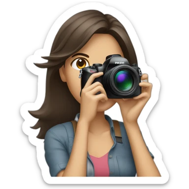 woman photographer camera covering face brunette sticker
