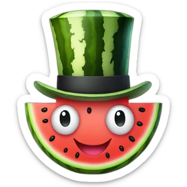 Happy Watermelon slice wearing a top hat sticker