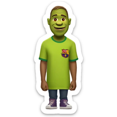 shrek wearing barcelona t shirt sticker