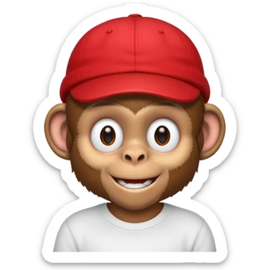 Macaco de camisa branca e boné vermelho sticker